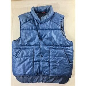 Blue Puffer Vest Dog Pet Jacket Quilted Snap Front‎ Small